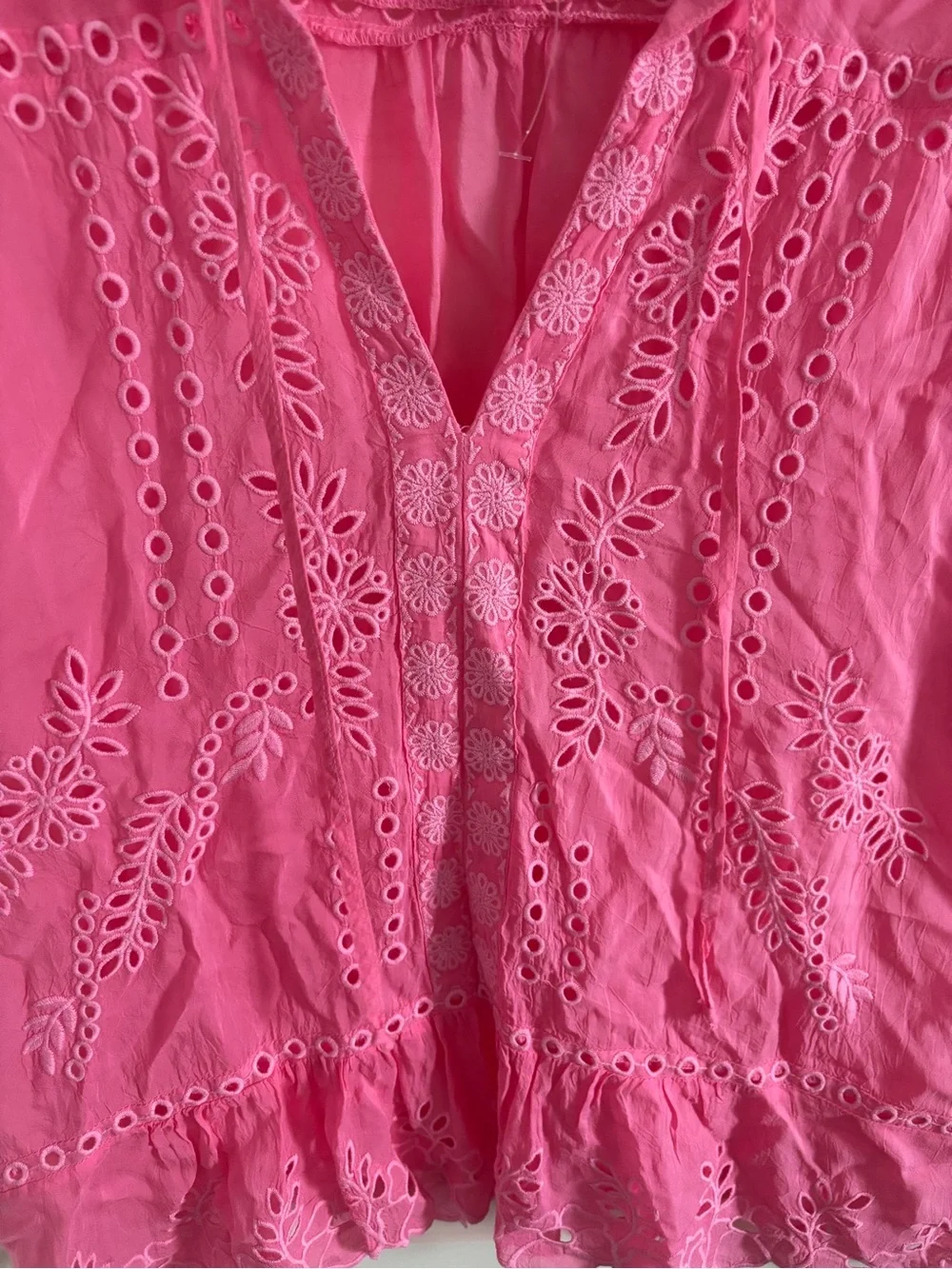 NWOT Johnny Was Bright Pink Embroidered Peplum Tunic